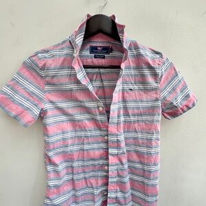 Vineyard Vines Men's Casual Pink and Gray Shirt